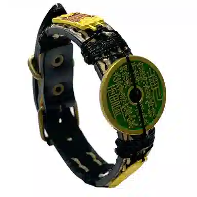 花茜樱 新中式国潮 国风复古山鬼花钱个性小众道系青年平安喜乐好运 皮革 手环 男女同款情侣款