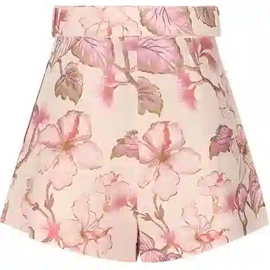 Zimmermann SS24 Floral High-Waist Shorts Coral Pink