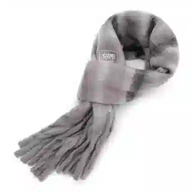 肯默 马海撞色条纹流苏 毛绒保暖 百搭时尚 涤纶 绒线围巾 男女同款情侣款