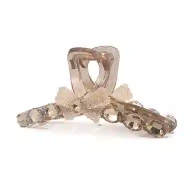 如花梦 闪闪水钻蝴蝶结抓夹后脑勺高级感气质鲨鱼夹日常通勤百搭发饰发卡 亚克力 发夹 女款