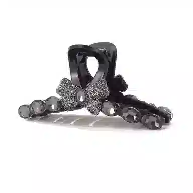 如花梦 闪闪水钻蝴蝶结抓夹后脑勺高级感气质鲨鱼夹日常通勤百搭发饰发卡 亚克力 发夹 女款