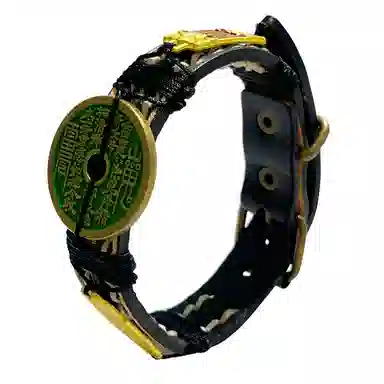 花茜樱 新中式国潮 国风复古山鬼花钱个性小众道系青年平安喜乐好运 皮革 手环 男女同款情侣款