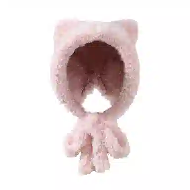 俞兆林 毛绒帽子可爱小熊女冬季保暖百搭显脸小大头围护耳套头帽户外防寒 毛茸 绒线帽 女款