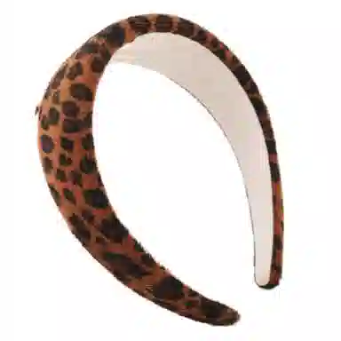 左欧 宽边豹纹 高级感时尚洋气秋冬 复古气质发窟发捆 绒毛 发箍 女款