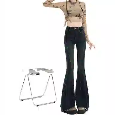 法文箱子 修身拼接鱼骨线牛仔裤 女款