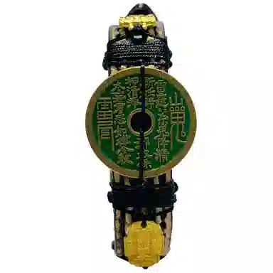 花茜樱 新中式国潮 国风复古山鬼花钱个性小众道系青年平安喜乐好运 皮革 手环 男女同款情侣款