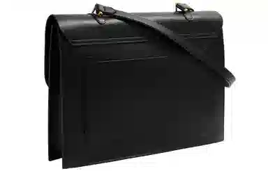 妙迪 大容量通勤 真皮 公文包单肩包 中号 女款 黑色