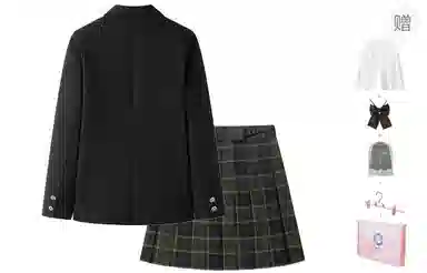 东鲸岁时记 学院风舒适西服简约格子伯克利青藤高校百褶裙制服 女款