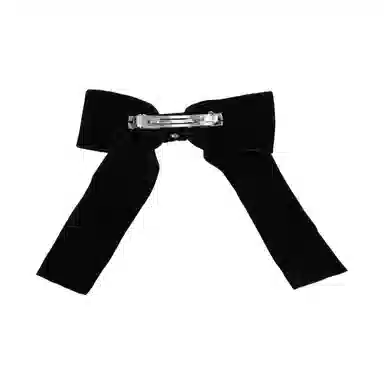 CHANEL Velvet Bow Hair Clip Black