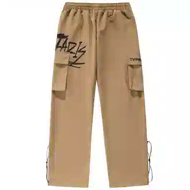 三体 文明水滴系列 简约趣味涂鸦印花宽松百搭抽绳基础款垂感直筒可调节脚口美式复古高街潮牌时尚舒适学生多巴胺休闲裤 男女同款