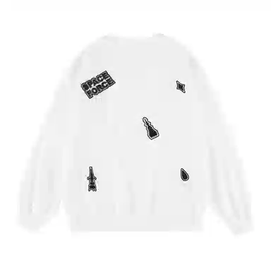 三体 战舰系列 满天星烫钻卡通图案不规则绣花简约美式复古基础款高街潮牌时尚百搭舒适学生多巴胺休闲宽松长袖卫衣 男女同款