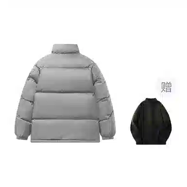 鸭鸭 经典暖冬系列 简约字母印花设计感青少年基础款学生党好物学院风纯色户外通勤防风保暖抗皱宽松休闲百搭拉链立领羽绒服 男女同款