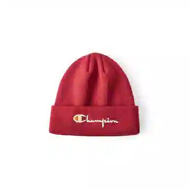 Champion Embroidered Script Logo Beanie Red
