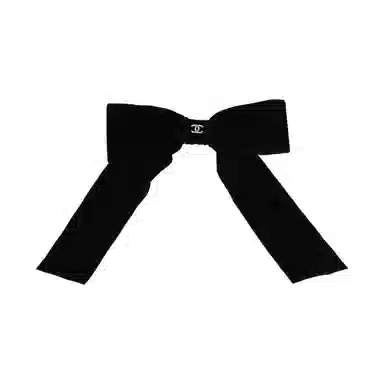 CHANEL Velvet Bow Hair Clip Black