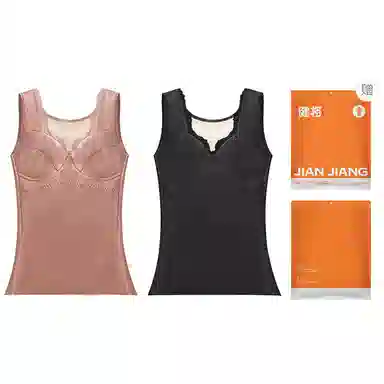 健将 保暖背心加绒加厚无痕德一体式带胸垫纯色修身打底保暖上装 女款 礼袋装