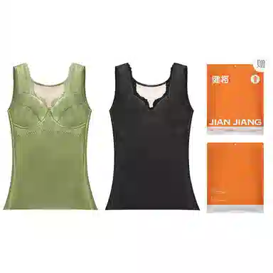 健将 保暖背心加绒加厚无痕德一体式带胸垫纯色修身打底保暖上装 女款 礼袋装