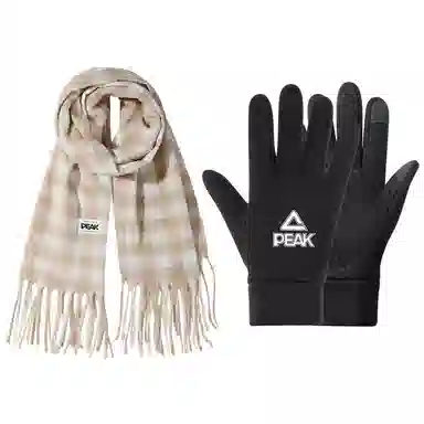 匹克 千鸟格  高级感氛围感穿搭小香风保暖防风防寒加厚套装 绒线围巾 女款