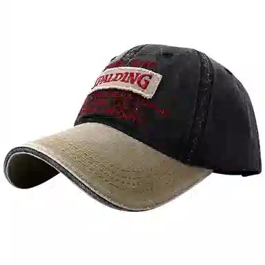 啄木鸟 美式复古撞色贴布字母刺绣水洗棒球帽大头围休闲百搭潮流 棉 鸭舌帽 男女同款情侣款