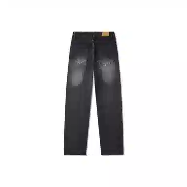 我是大卫 美式复古做旧水洗直筒高街牛仔裤 男女同款 黑色