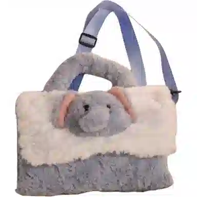 乐乐鱼 卡通可爱背包单肩卡通手提斜挎冬季可拆洗包包 治愈 玩偶周边