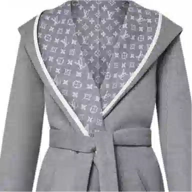 Louis Vuitton FW24 Reversible Jacquard Hoodie Coat Gray