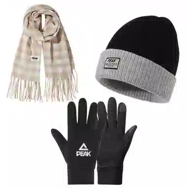 匹克 千鸟格  高级感氛围感穿搭小香风保暖防风防寒加厚套装 绒线围巾 女款