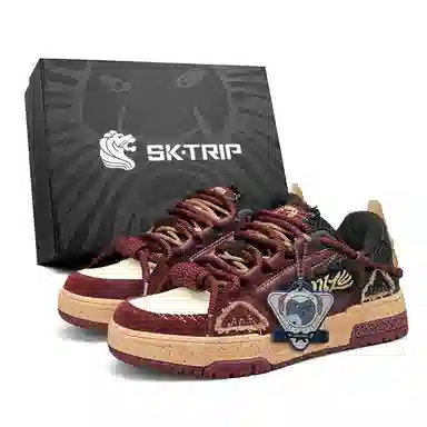 SK.TRIP Burgundy Low Sneakers
