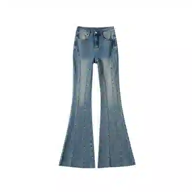 法文箱子 修身拼接鱼骨线牛仔裤 女款