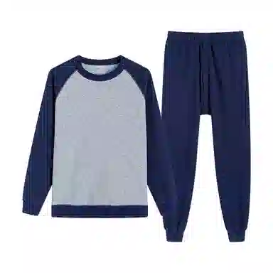 贴身领域 亲肤舒适长袖长裤加绒加厚保暖套装 男款