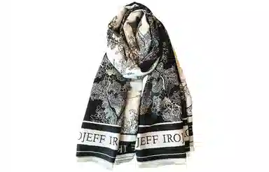 优幽兰 百搭高级感披肩韩版轻奢小众设计感水墨画国风围脖外搭两用复古氛围感上班通勤气质穿搭 仿羊绒 绒线围巾 女款