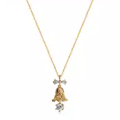 饰伴 铃音蝶舞 时尚优雅气质复古 铃铛 精致小众新中式蝴蝶结可爱 合金 项链 女款