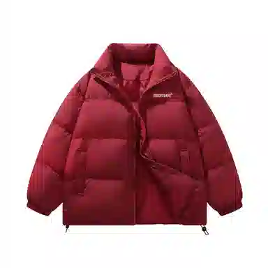 鸭鸭 基础款简约字母印花设计感青少年户外运动防风防水宽松休闲百搭舒适柔软立领高街面包保暖冬季羽绒服 男女同款