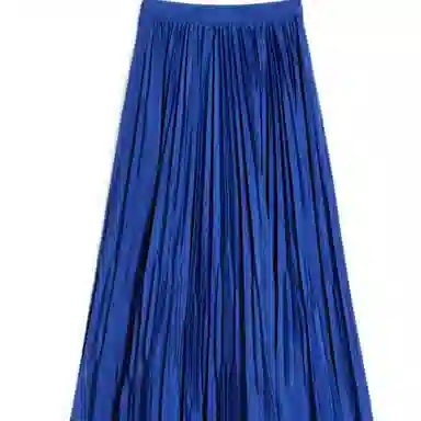MaxMara Pleated High Waist Long Skirt Blue