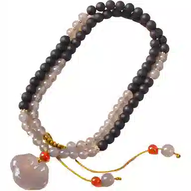 書卓 烟灰玛瑙如意 招财好运来双全念珠佛珠珠串新中式文玩 国潮民风优雅气质高级感设计多圈叠戴盘玩 降真香 手串 男女同款情侣款