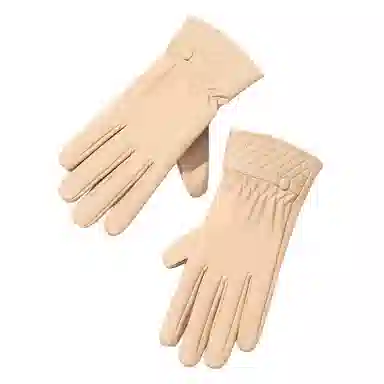 上海故事 秋冬奶油风外出御寒加厚保暖骑车防泼水防风户外分指触屏 聚酯纤维 绒线手套 女款