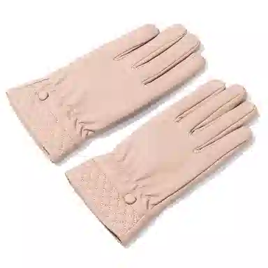 上海故事 秋冬奶油风外出御寒加厚保暖骑车防泼水防风户外分指触屏 聚酯纤维 绒线手套 女款