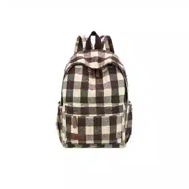 垣途者 经典格子百搭学生书包拉链开合 毛呢 双肩包 女款 多色