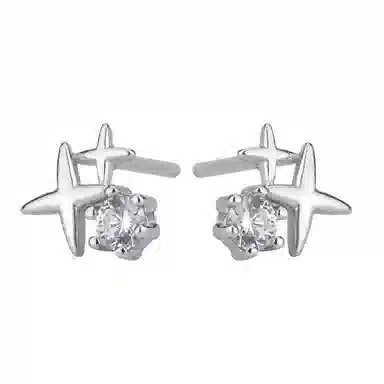 年年喜 新款设计感星星耳环小众简约 显白高级文艺优雅气质甜美 锆石 耳钉 男女同款情侣款