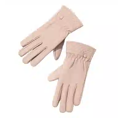 上海故事 秋冬奶油风外出御寒加厚保暖骑车防泼水防风户外分指触屏 聚酯纤维 绒线手套 女款