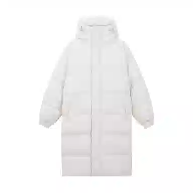 鸭鸭 美式复古基础款纯色户外运动舒适柔软防水无性别宽松休闲百搭高街轻便中长保暖防寒连帽羽绒服 男女同款 黑色