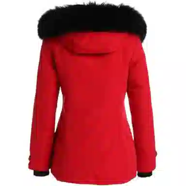 乔万尼 时尚短款通勤百搭连帽拉链羽绒服 女款 红色