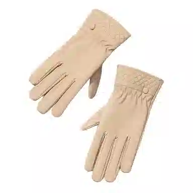 上海故事 秋冬奶油风外出御寒加厚保暖骑车防泼水防风户外分指触屏 聚酯纤维 绒线手套 女款