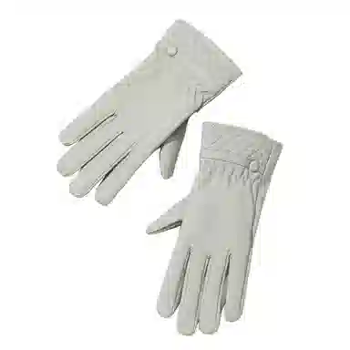 上海故事 秋冬奶油风外出御寒加厚保暖骑车防泼水防风户外分指触屏 聚酯纤维 绒线手套 女款