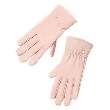 上海故事 秋冬奶油风外出御寒加厚保暖骑车防泼水防风户外分指触屏 聚酯纤维 绒线手套 女款