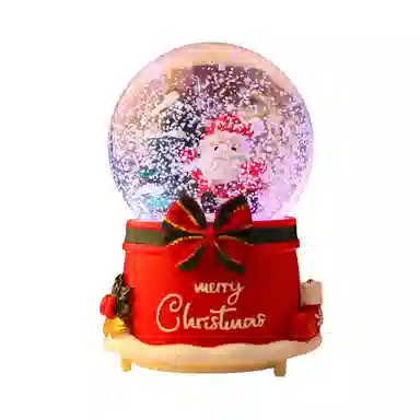 一点潮玩 圣诞老人八音盒 创意水晶球音乐盒 桌面摆件 飘雪彩灯 智能玩具