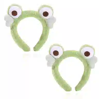 零界 可爱大眼萌青蛙 毛绒大眼青蛙 防滑压发卡通束发 洗脸专用 布艺 发箍 女款