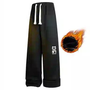 王者荣耀 鲁班七号星空梦想款 内里保暖加绒加厚直筒阔腿长裤宽松百搭亲肤舒适字母印花潮流个性学院风休闲裤 男女同款