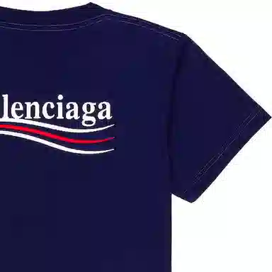 Balenciaga SS22 Logo Crewneck T-Shirt Blue
