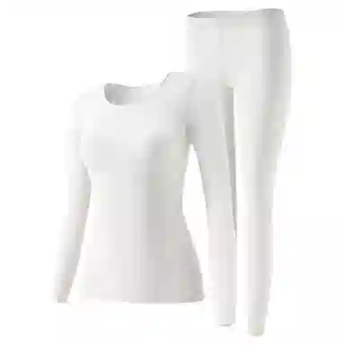 二三二三 隐形美肤薄款无痕圆领打底纯色舒适润肤无痕秋衣秋裤保暖套装 女款