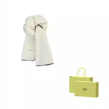 浪莎 超软糯锁边含羊毛围巾女生冬季纯色加厚保暖百搭韩系氛围感围脖护颈披肩 男女同款情侣款 礼盒装 绒线围巾 男女同款情侣款